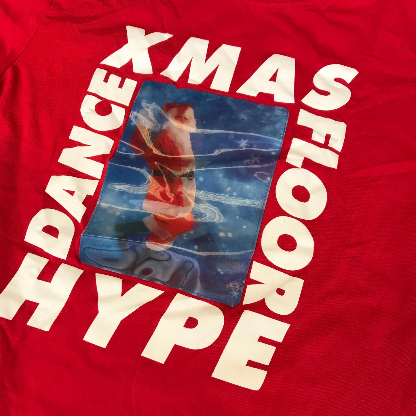 H&M Red Christmas Dancing Santa Hologram T-shirt Age 10-11