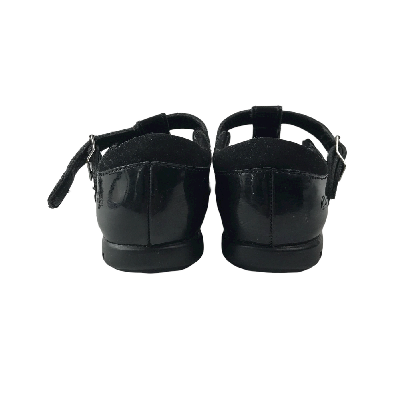 Clarks Black School Pumps with Flower Details and T-bar Shoe Size 7.5 (jr)