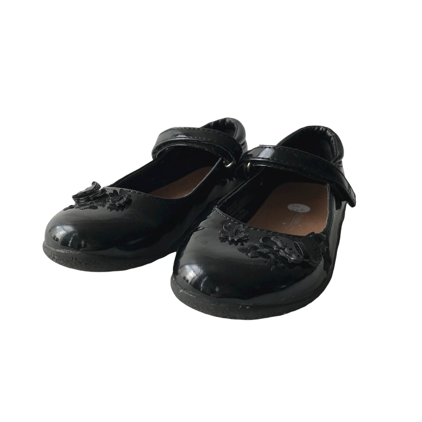 Matalan Black School Pumps with Single Strap and Butterflies Shoe Size 9 (jr)
