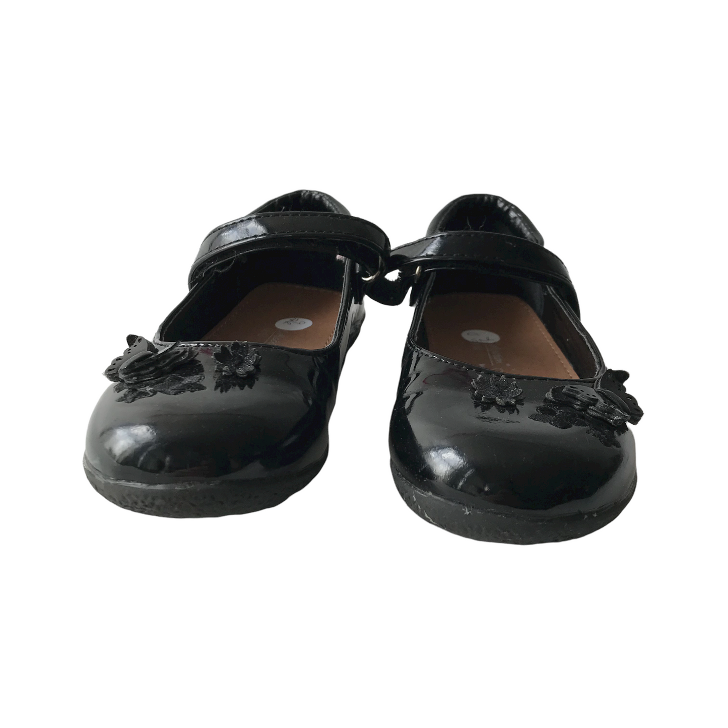 Matalan Black School Pumps with Single Strap and Butterflies Shoe Size 9 (jr)