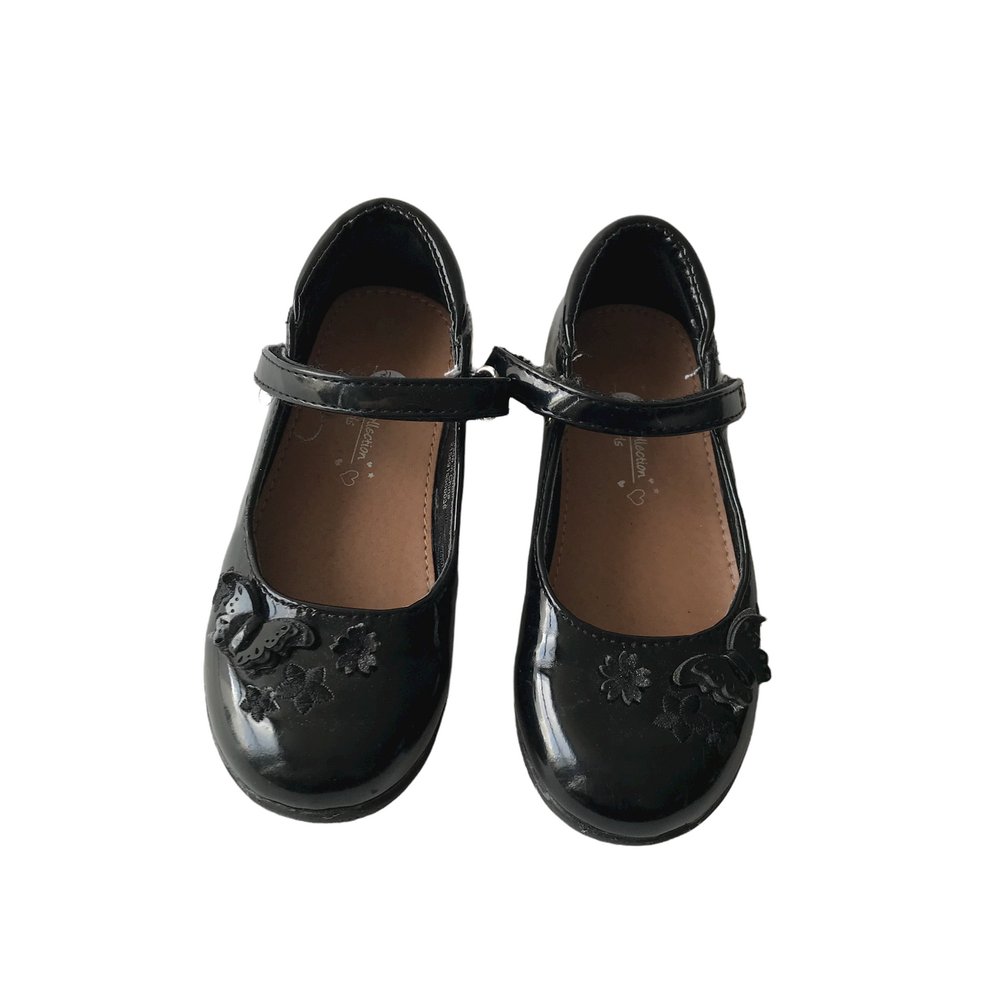 Matalan Black School Pumps with Single Strap and Butterflies Shoe Size 9 (jr)