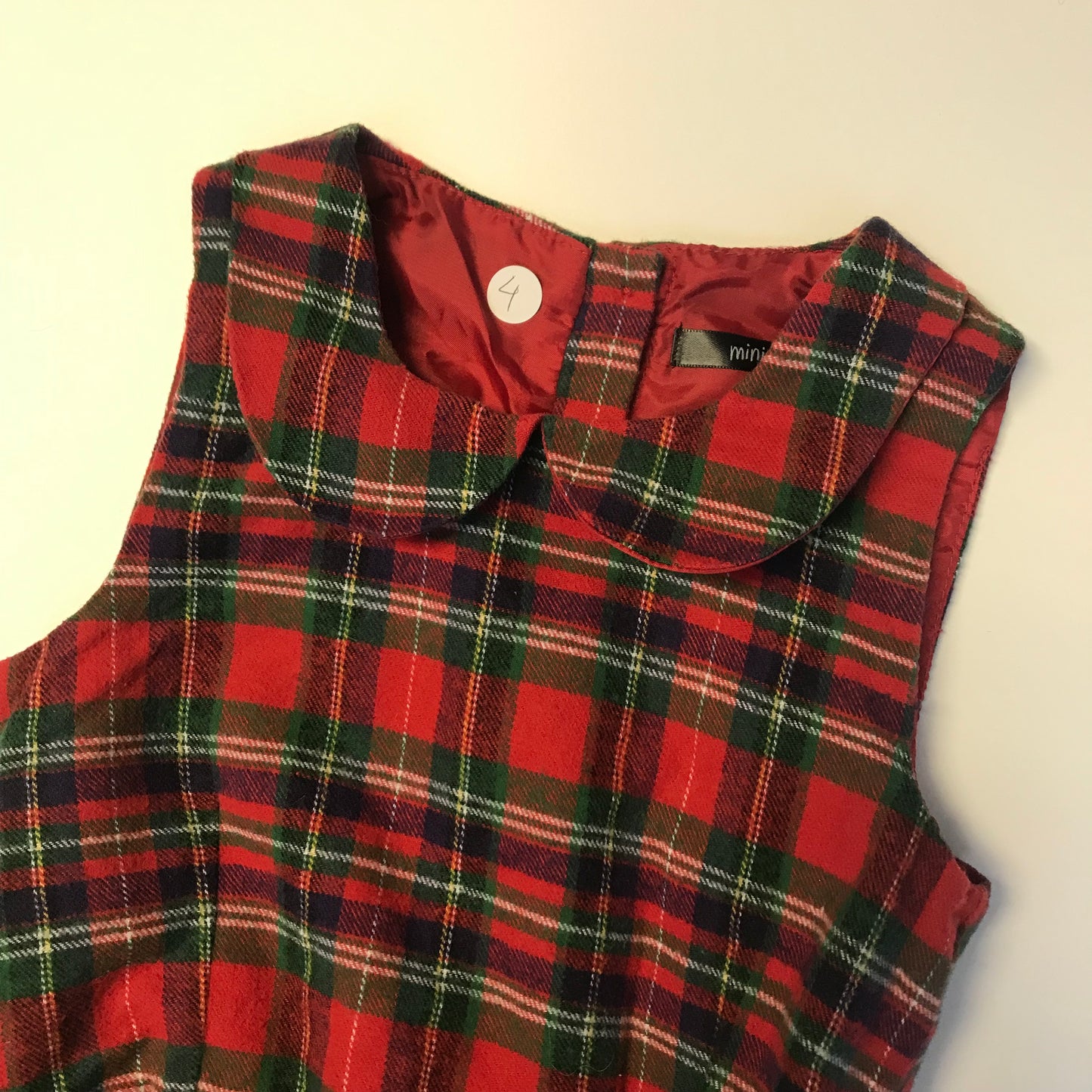 Mini V Red Tartan Playsuit with Belt Age 4