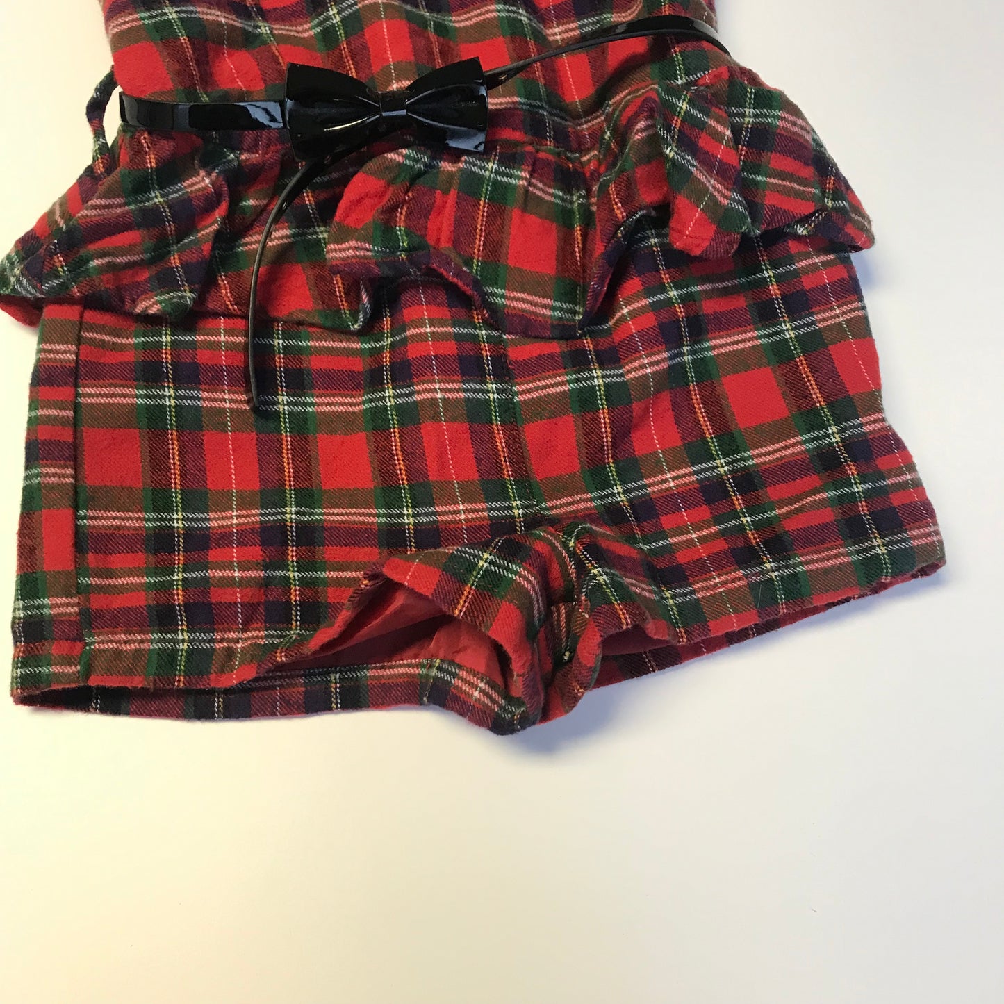 Mini V Red Tartan Playsuit with Belt Age 4