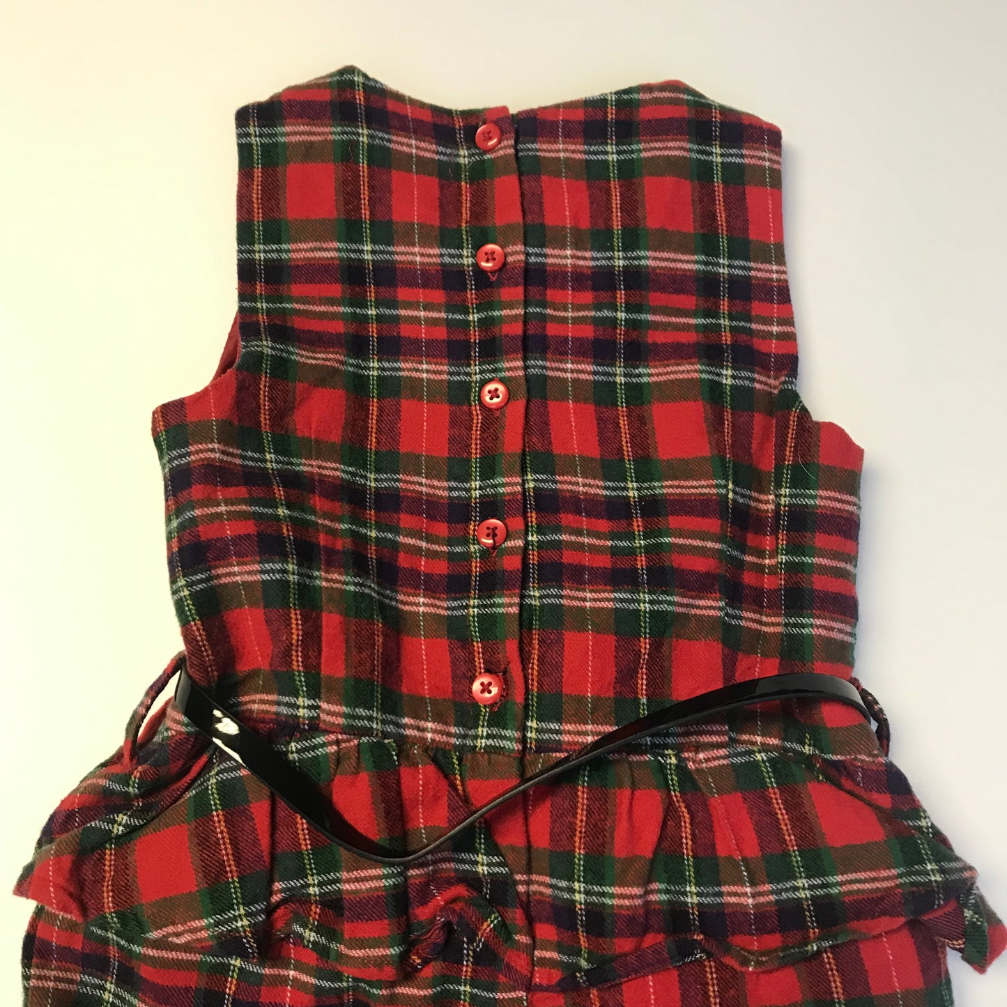 Mini V Red Tartan Playsuit with Belt Age 4