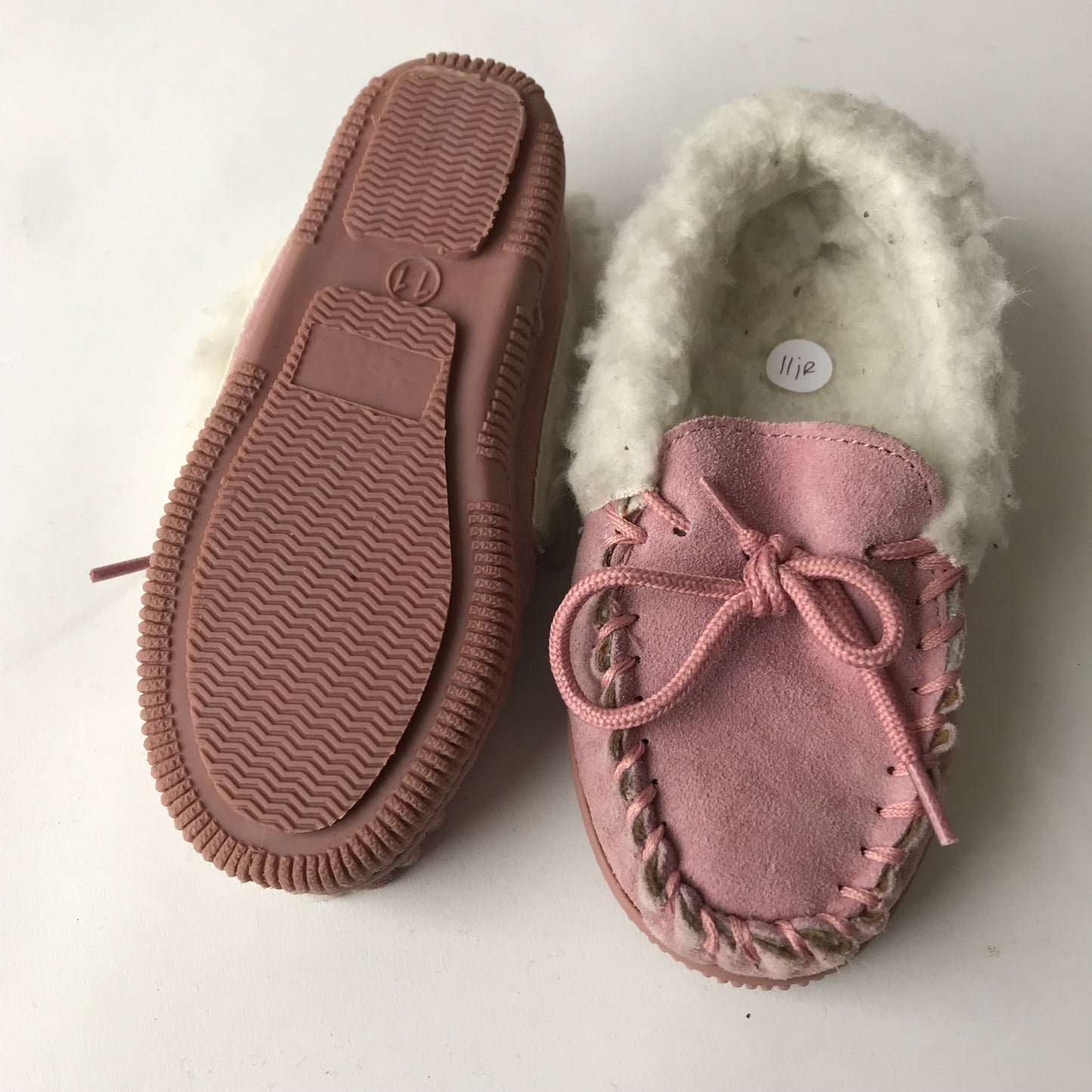 Pink Faux Fur Lined Loafer Slippers Shoe Size 11 (jr)