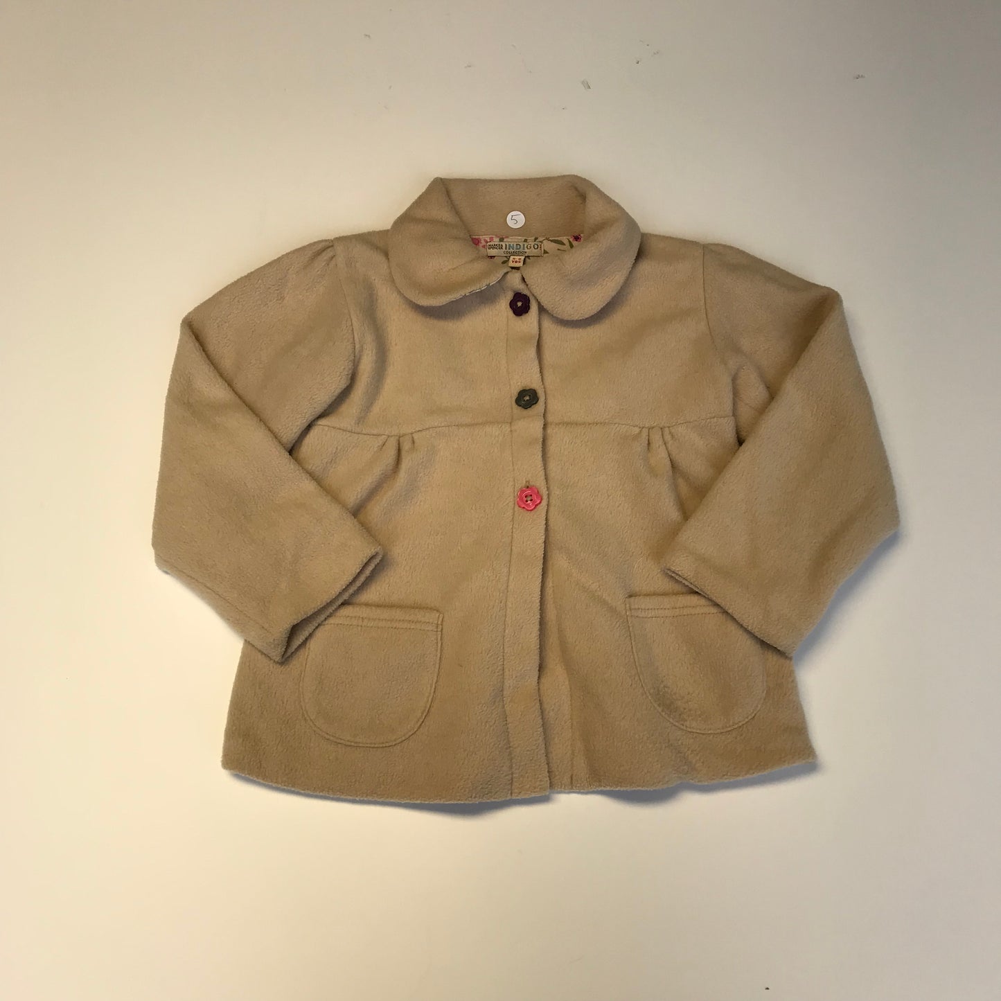 M&S Beige Light Fleece Coat Age 5