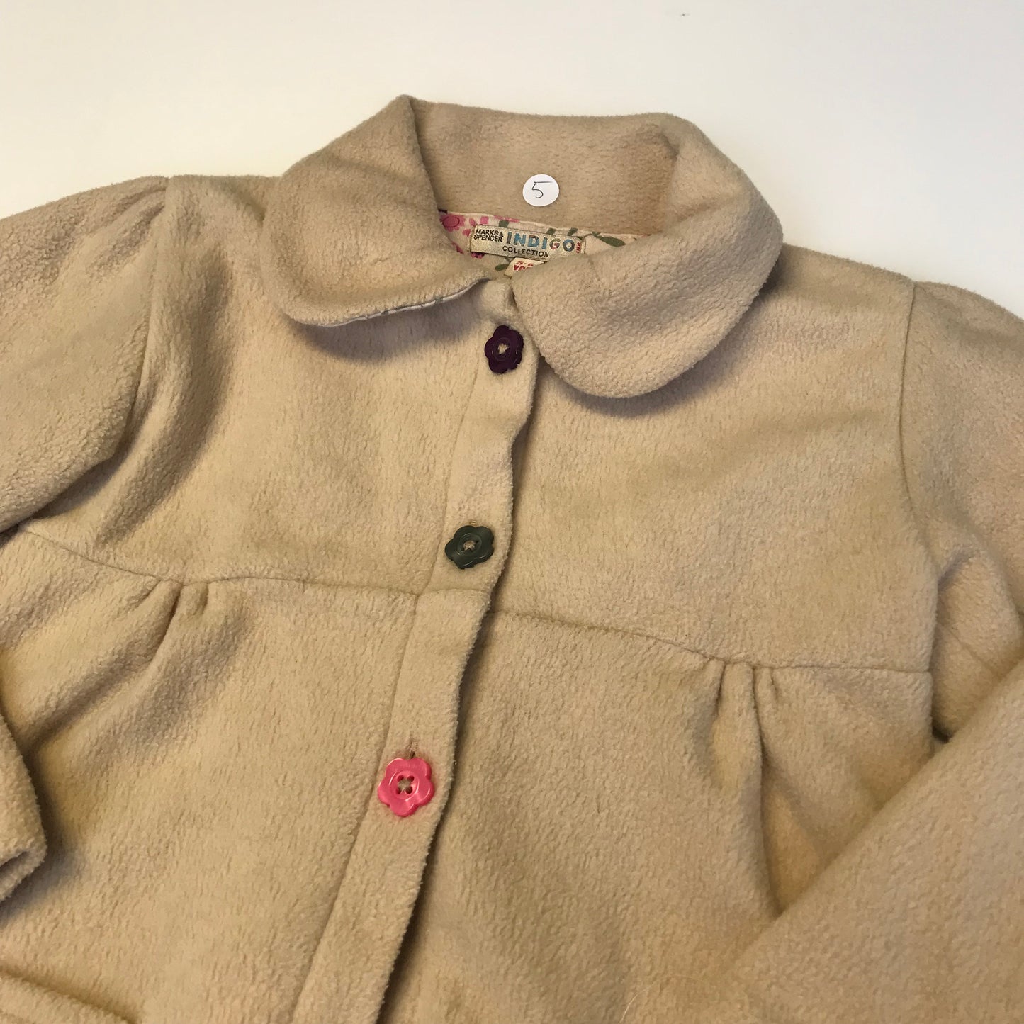 M&S Beige Light Fleece Coat Age 5