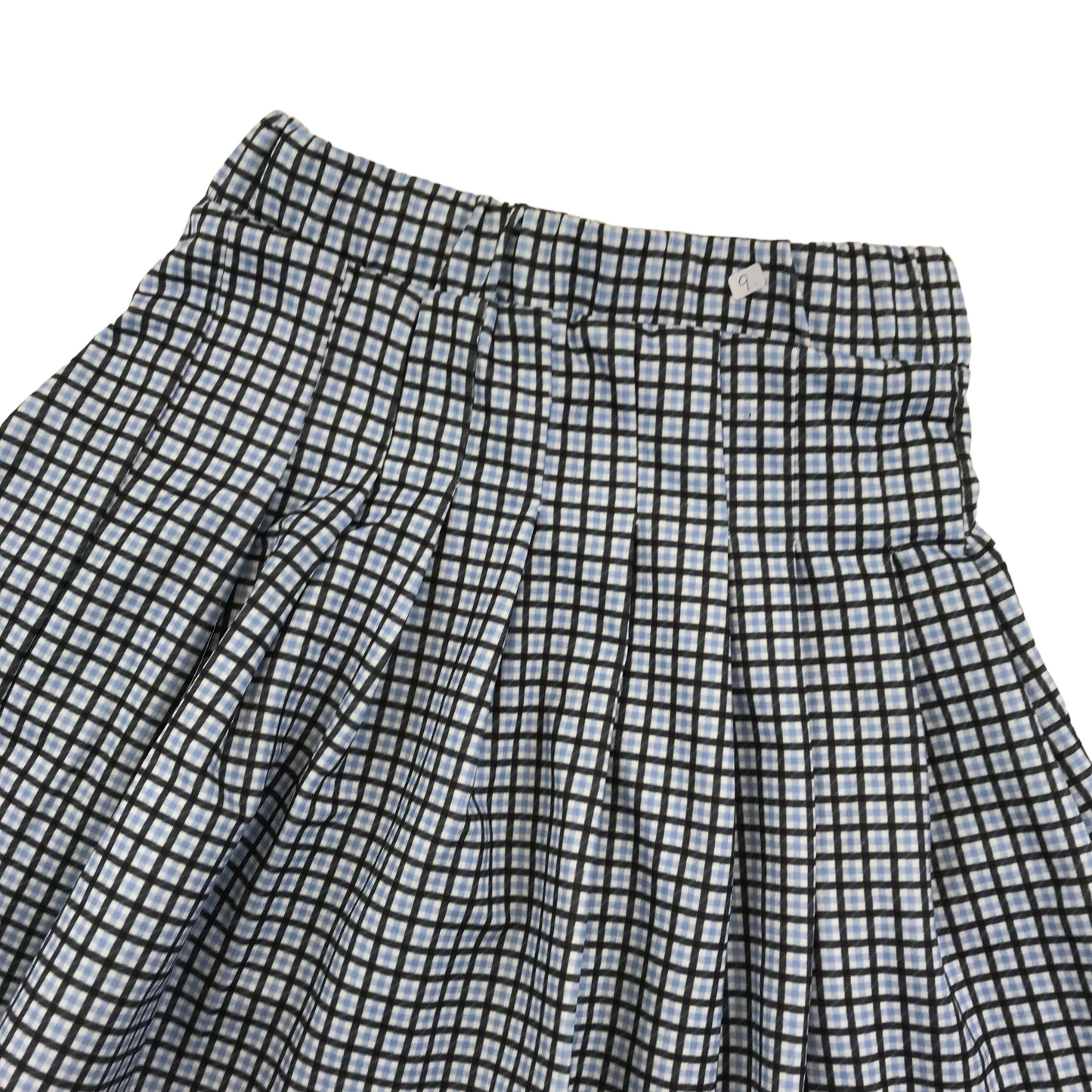 Primark White and Blue Checked Pleated Skirt Age 9