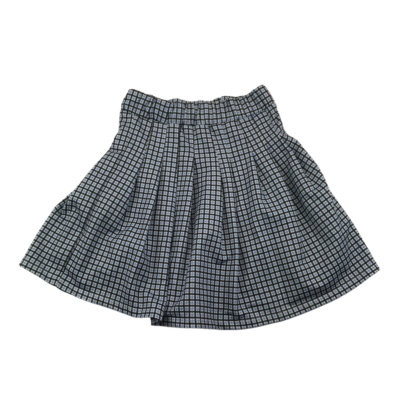 Primark White and Blue Checked Pleated Skirt Age 9