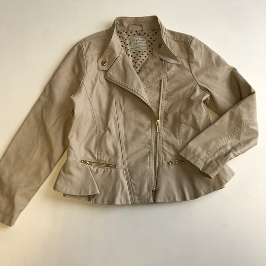 Light Beige Faux Leather Biker Jacket Age 8