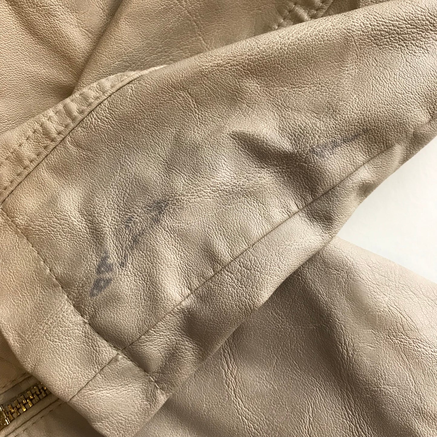 Light Beige Faux Leather Biker Jacket Age 8