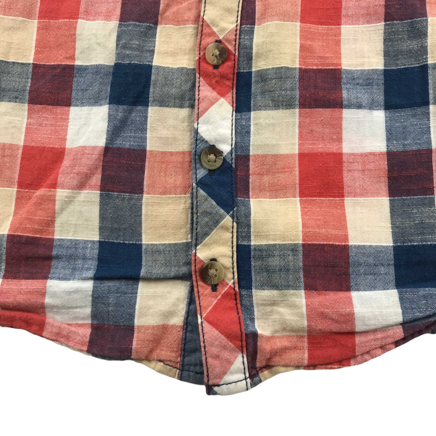 Matalan Red and Navy Check Short Sleeve Shirt Age 4