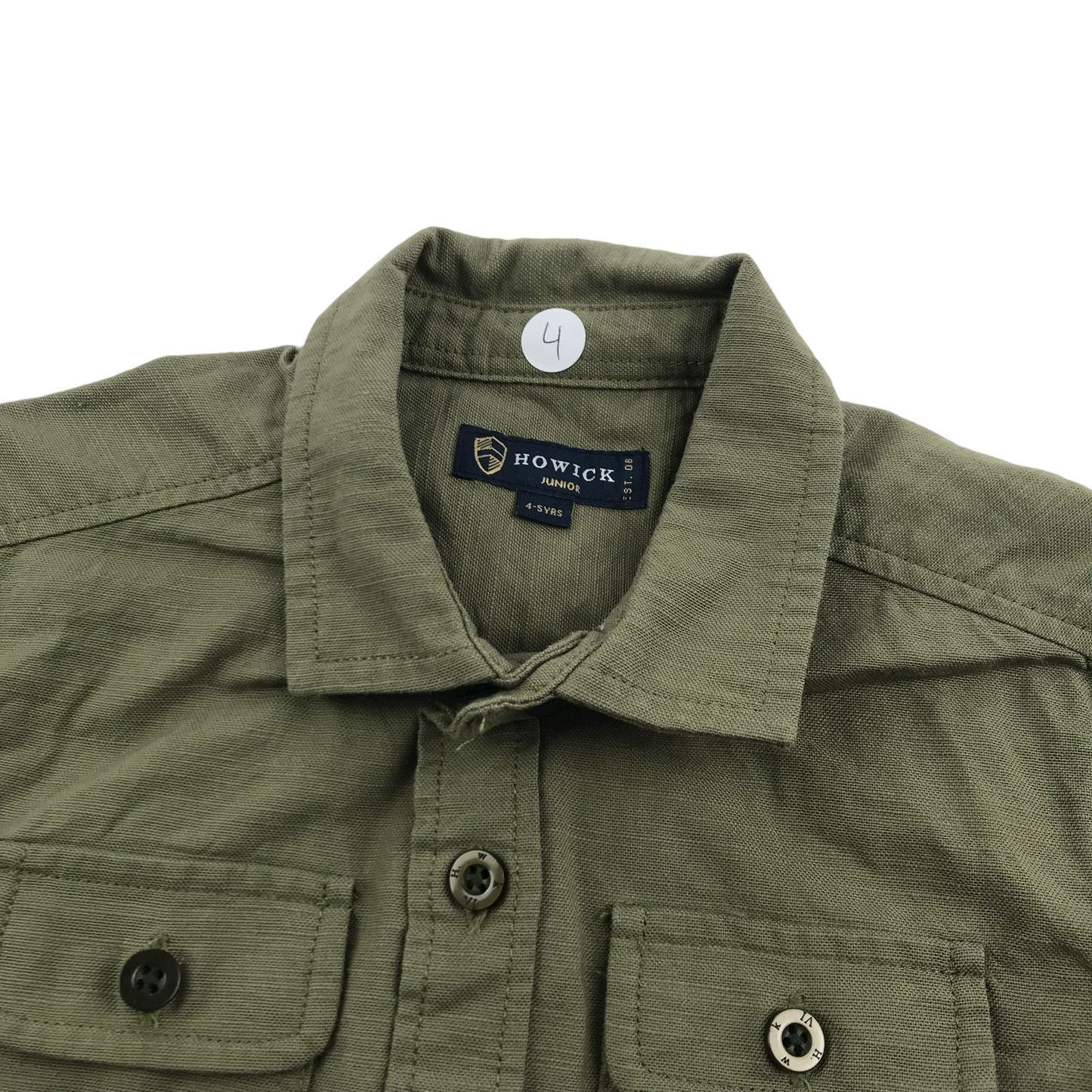 Howick Khaki Green Short Sleeve Shirt Age 4