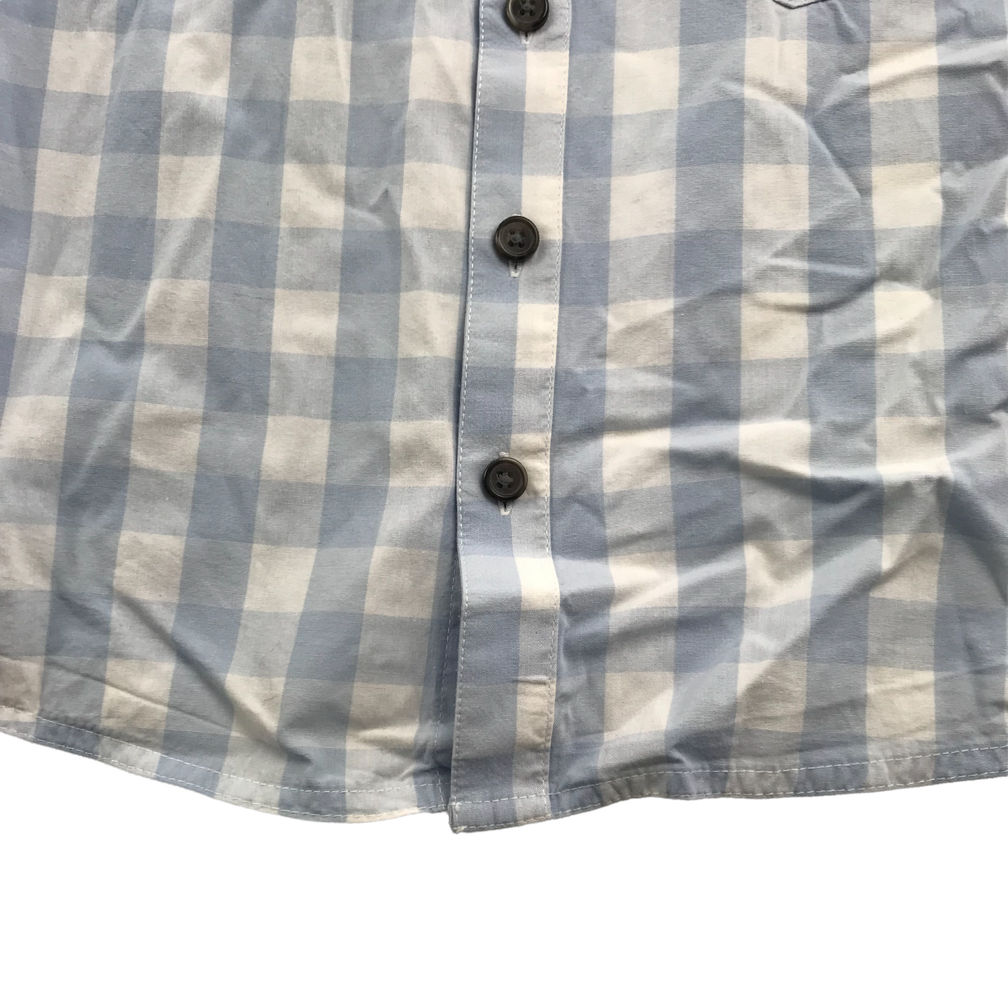 Matalan Light Blue and White Checked Short Sleeve Shirt Age 5