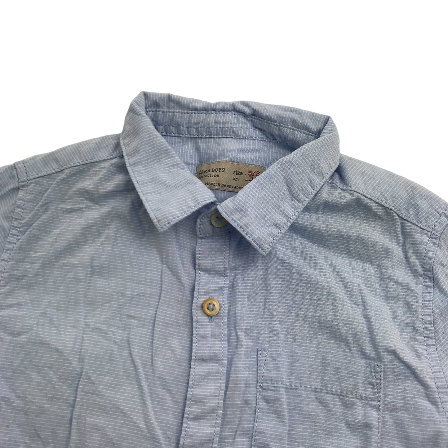 Zara Light Blue and White Stripy Short Sleeve Shirt Age 5