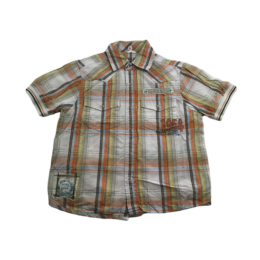 Next Orange Checked Print Short Sleeve Shirt Age 6
