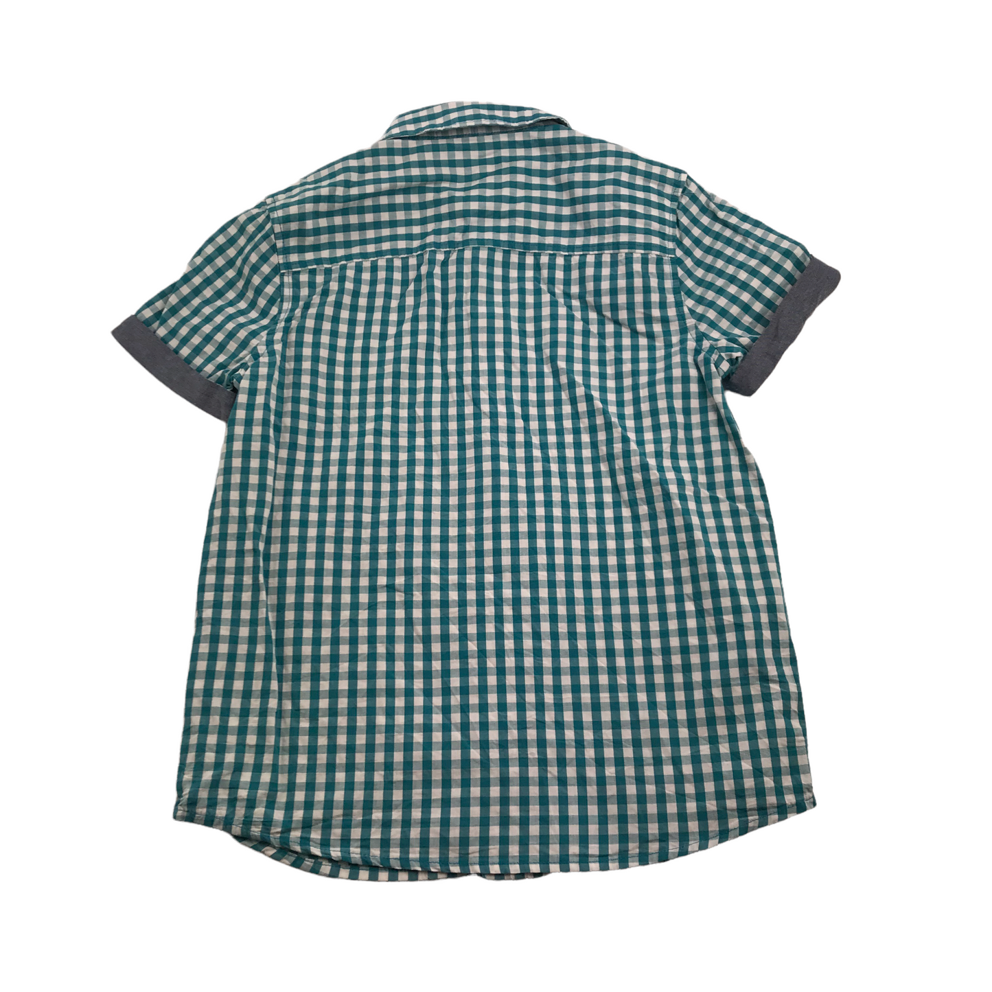 F&F Green and White Checked Short Sleeve Shirt Age 8