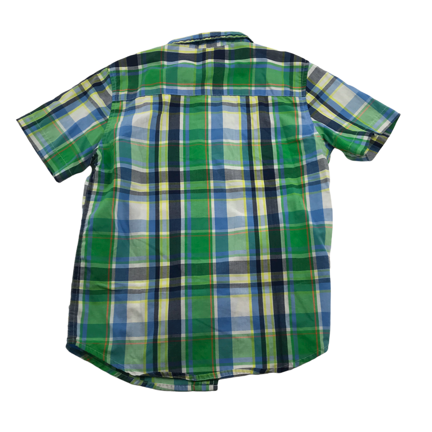 Green and Colourful Checked Short Sleeve Shirt Age 8