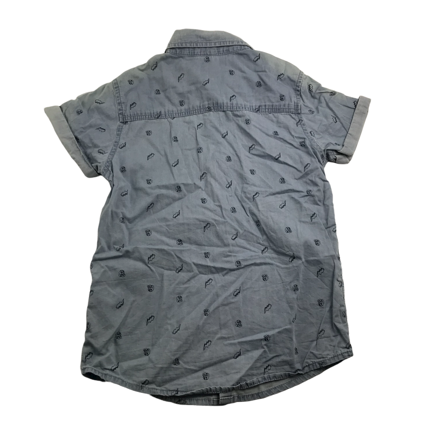 Tu Greyish Blue Skulls Short Sleeve Shirt Age 11