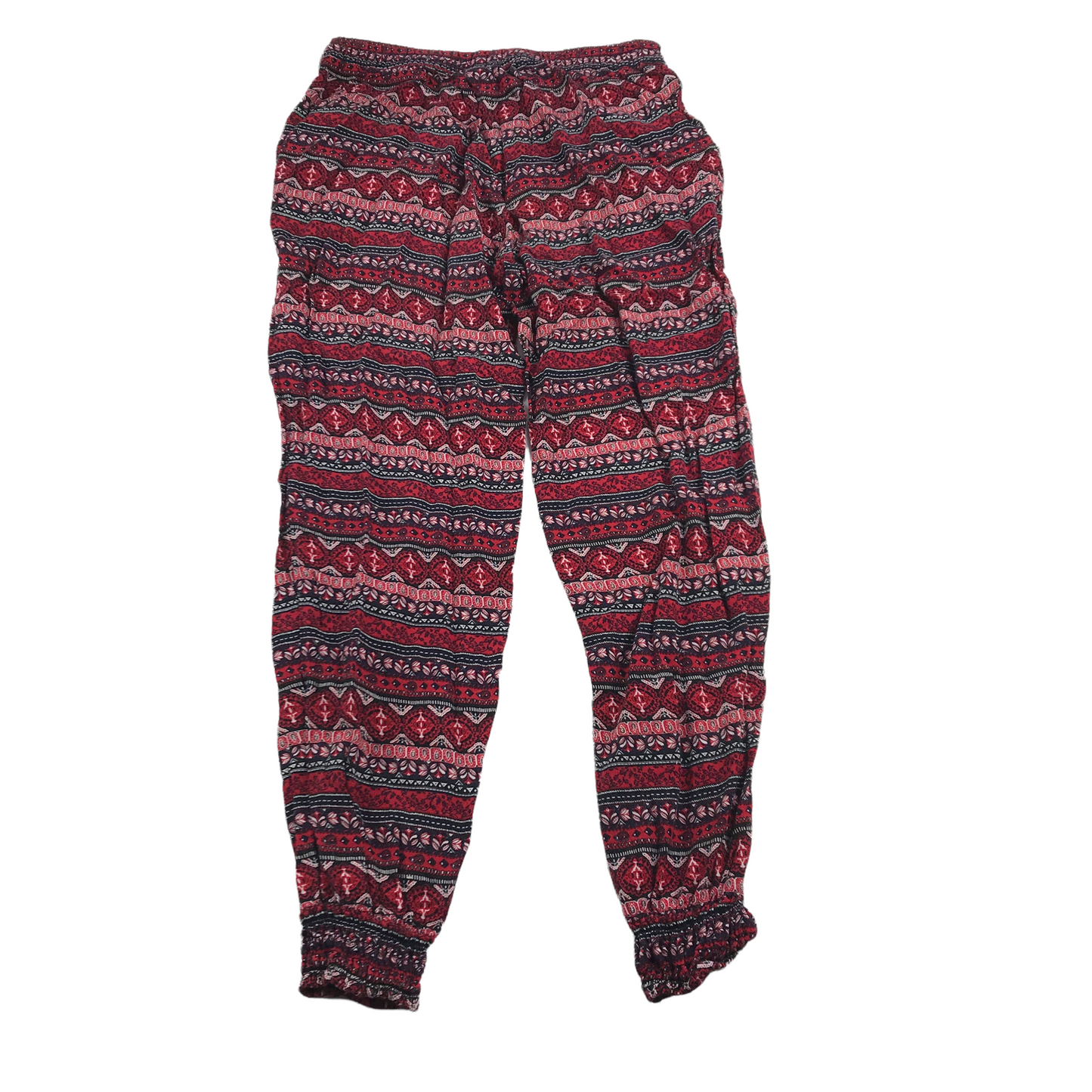H&M Red Pattern Summer Trousers Women's Size S