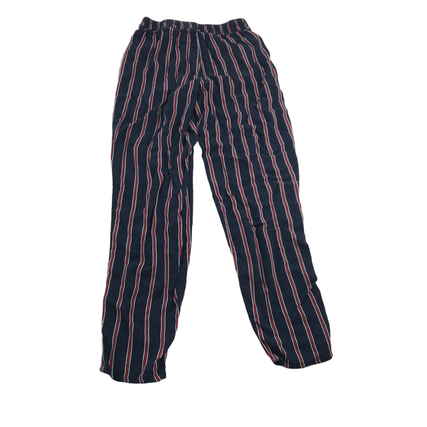 H&M Navy and Red Stripy Summer Trousers Women's Size S