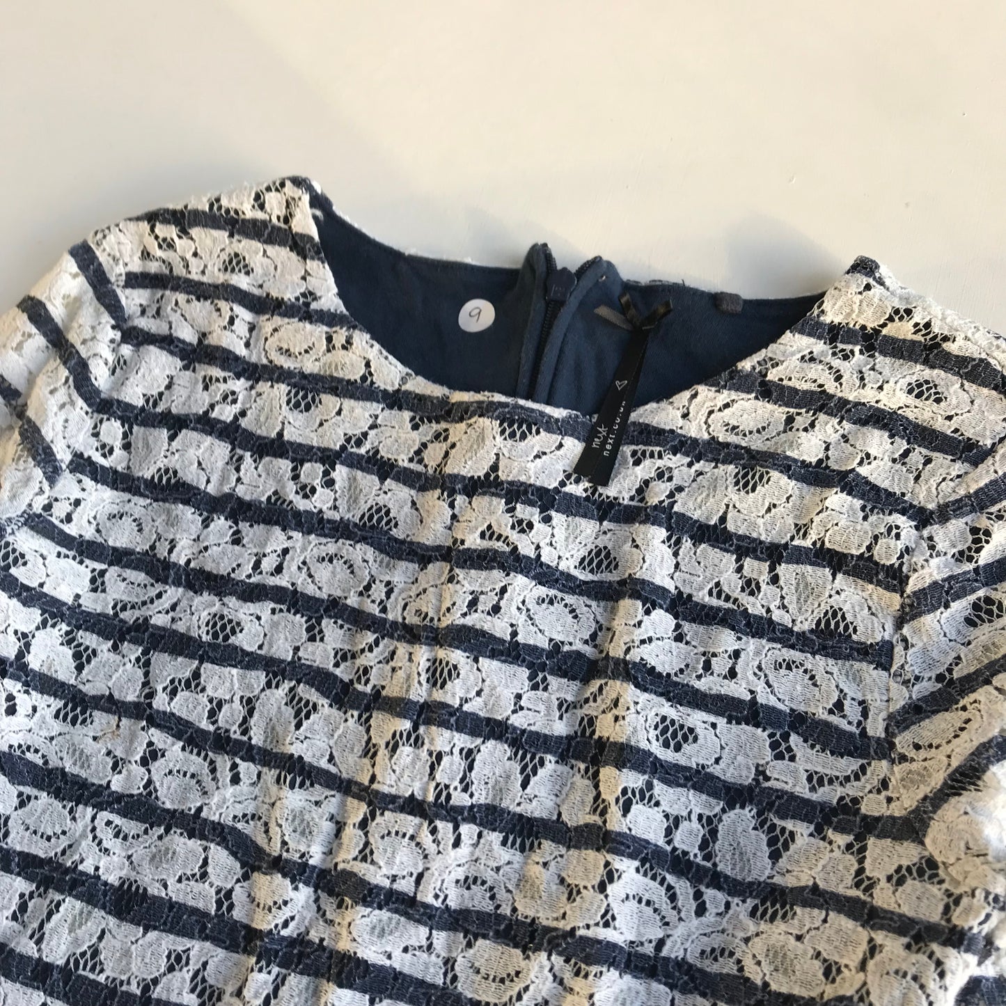 NEXT Navy and White Lace Detail Dress Age 9