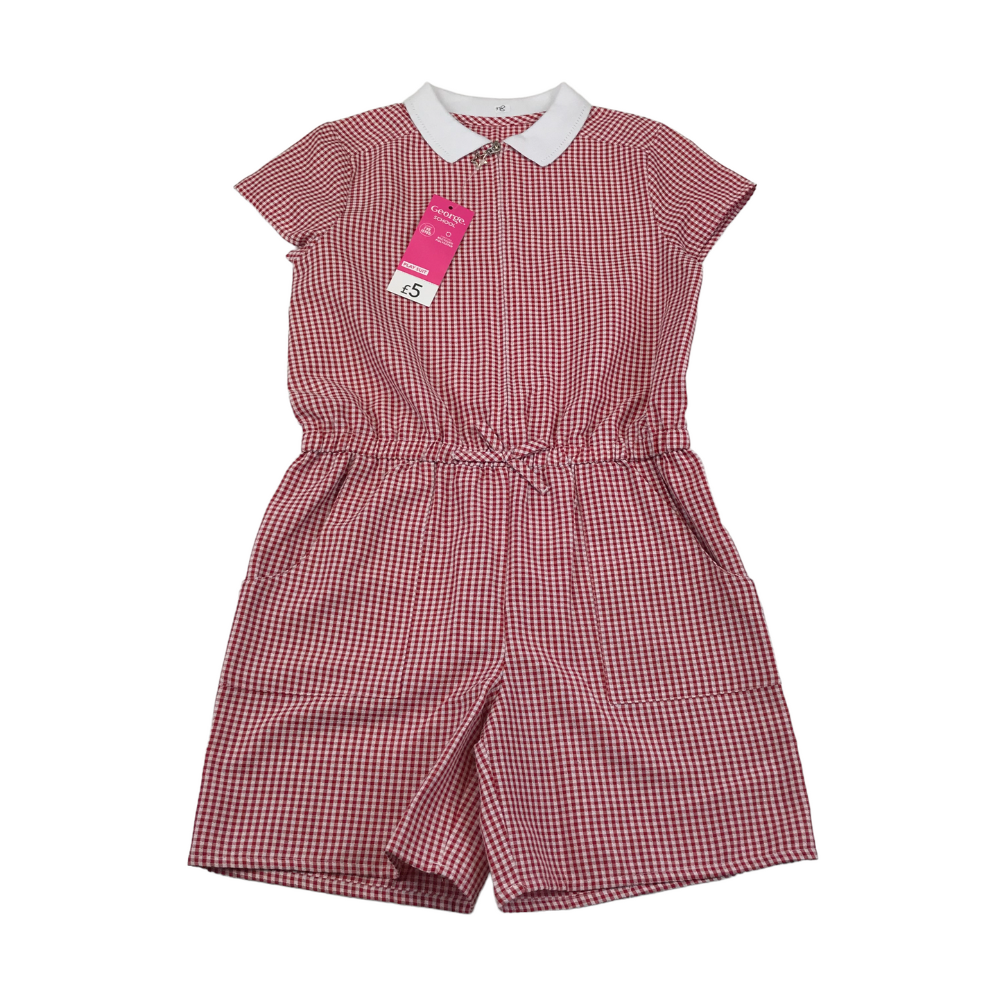 George Red School Gingham Summer Jumpsuit Age 8