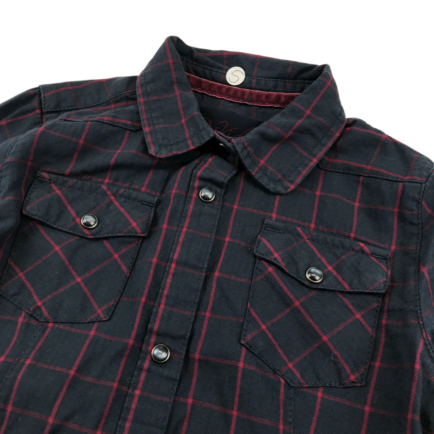 La Redoute Dark Navy and Red Checked Shirt Age 5
