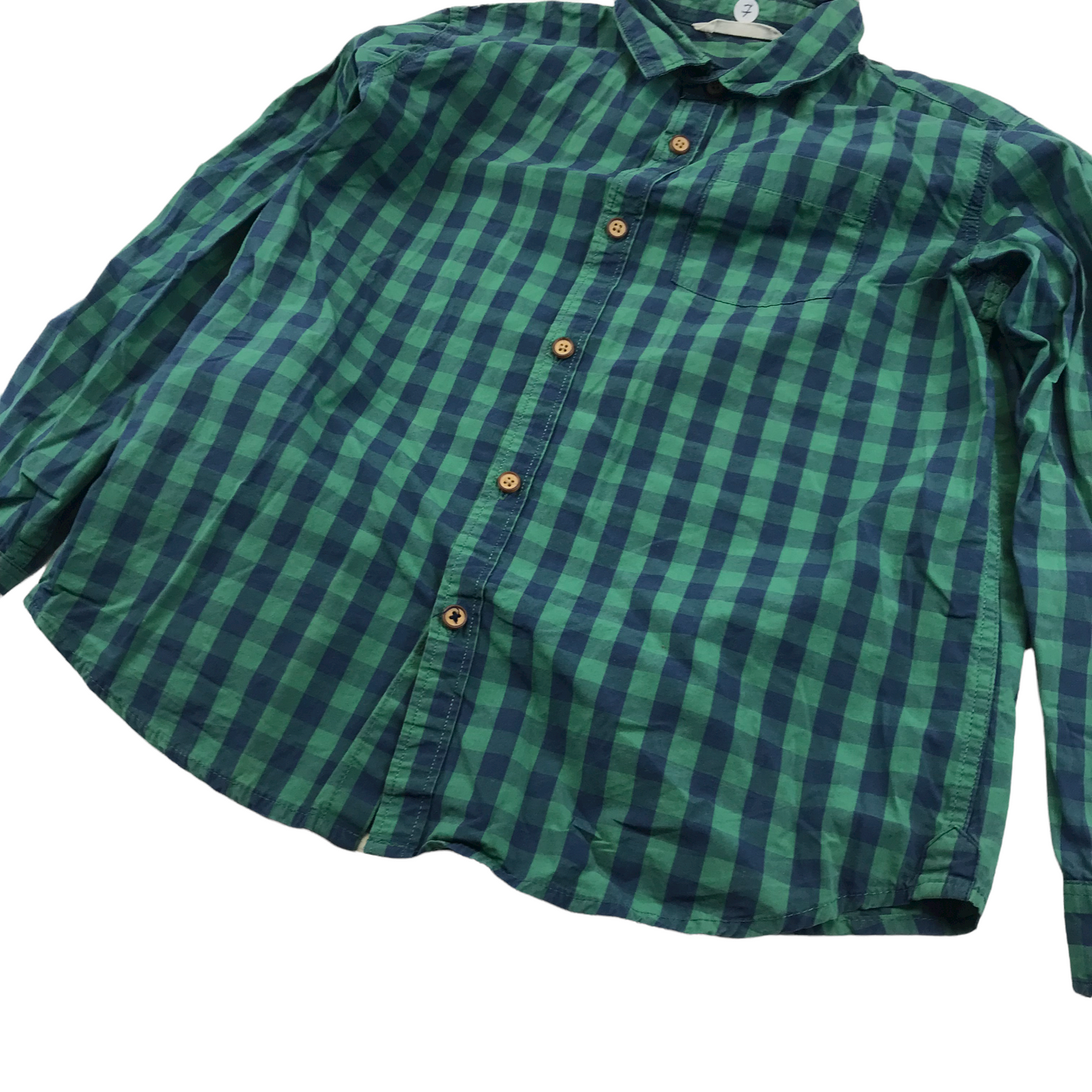 Mango Green and Navy Checked Shirt Age 7