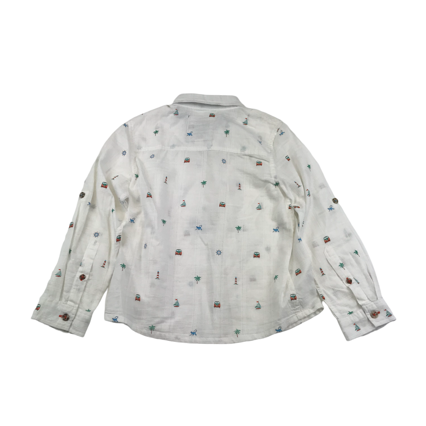 Monsoon White Holiday Theme Printed Shirt Age 7