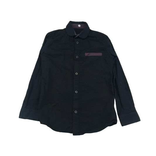 BHS Black Round Collar Shirt Age 8