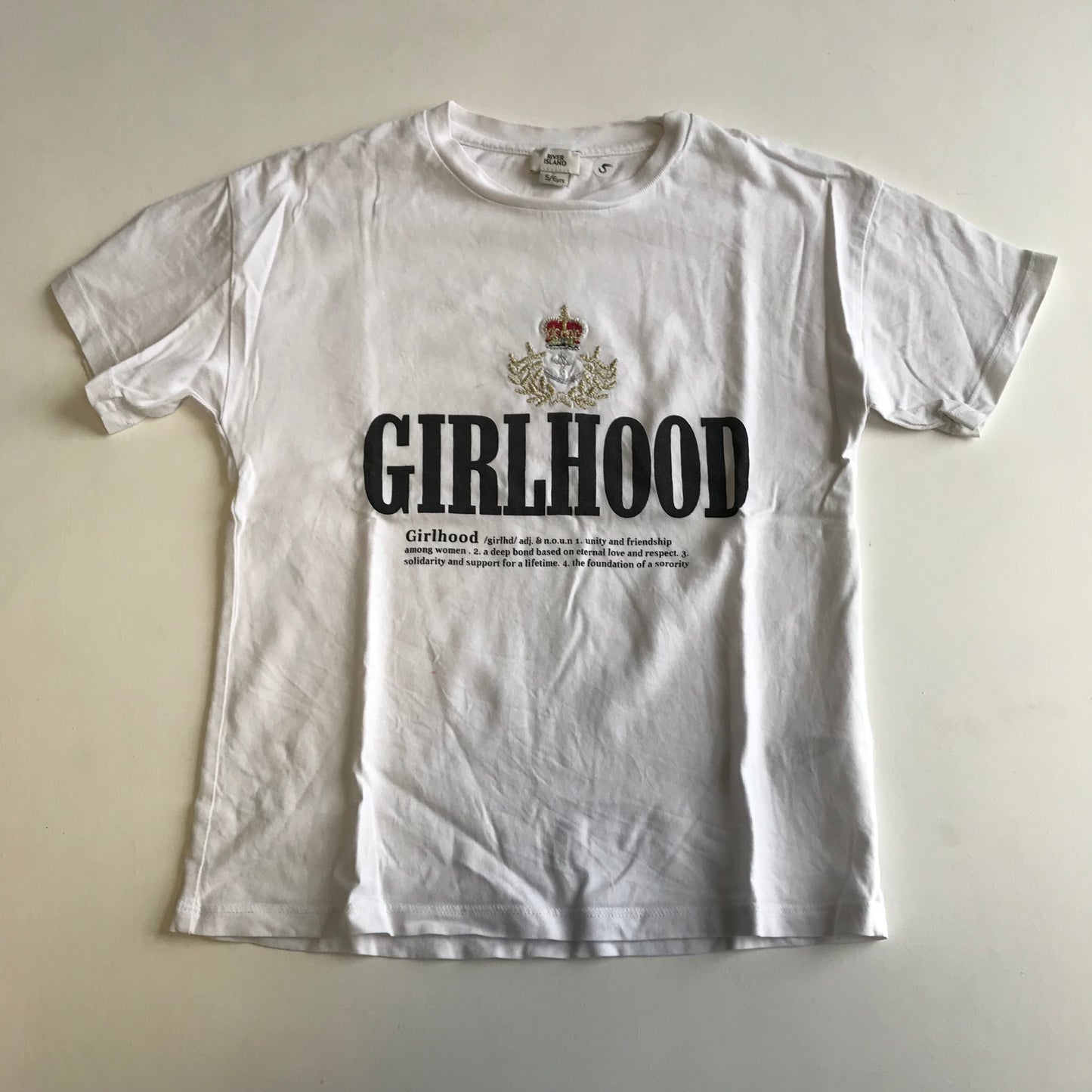 River Island Girlhood White T-Shirt Age 5