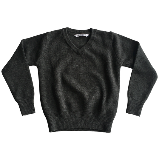 Dark Grey School V-neck Jumper