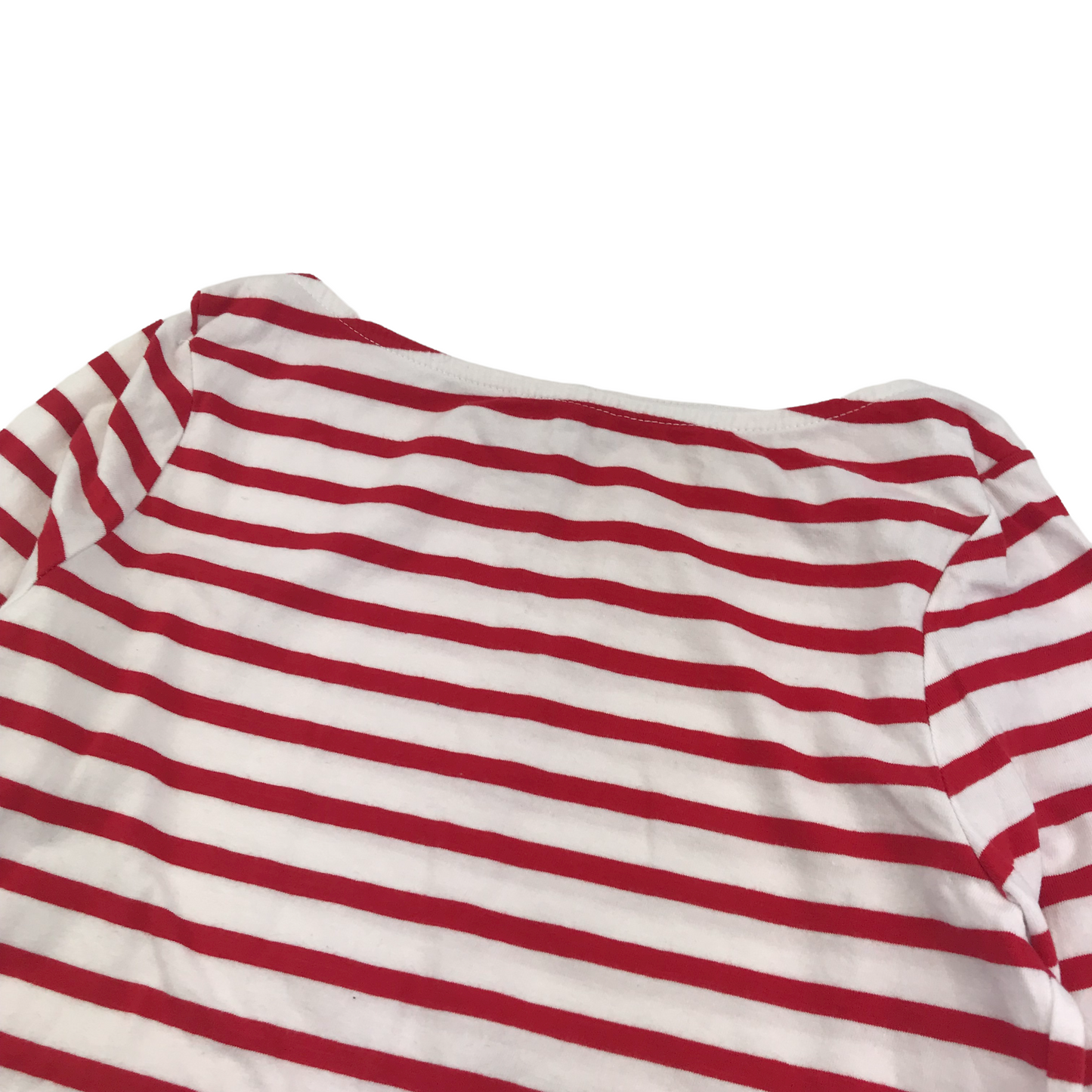 New Look Red and White Stripy Organic Cotton T-shirt Women's Size 6