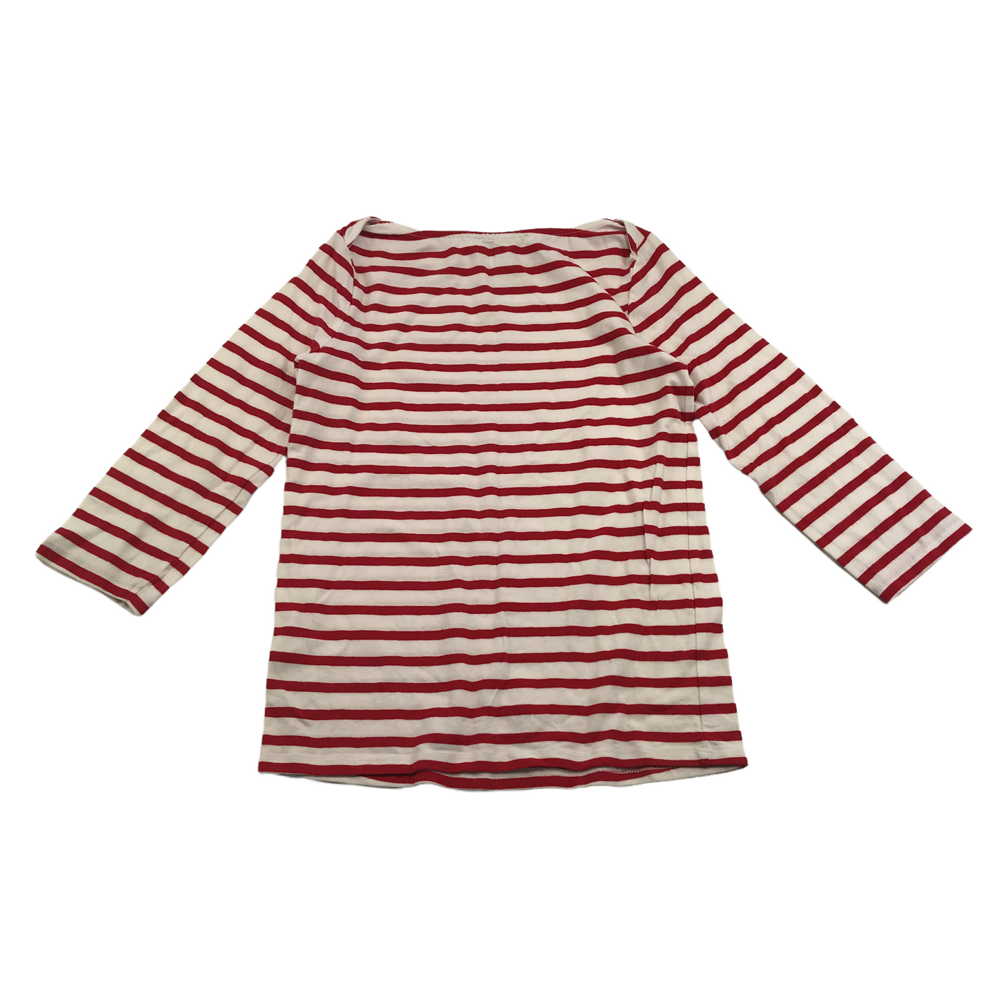 New Look Red and White Stripy Organic Cotton T-shirt Women's Size 6