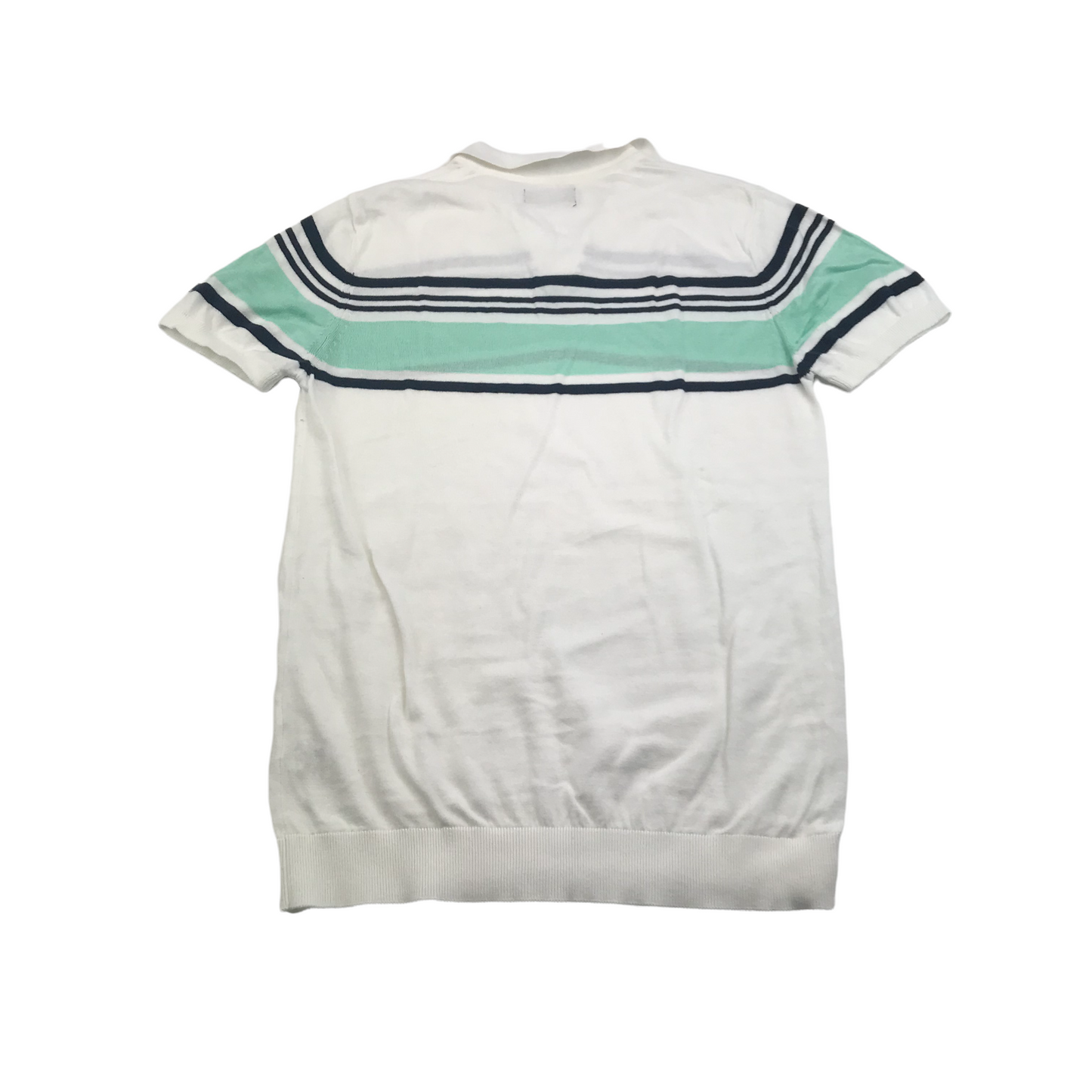Zara Men White Panelled Knitted Polo T-shirt Men's Size M