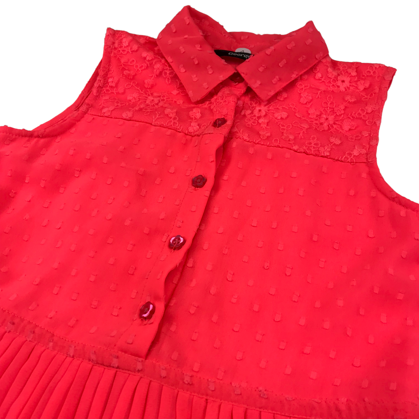 George Bright Pink Floral Lace-style Dress Age 7