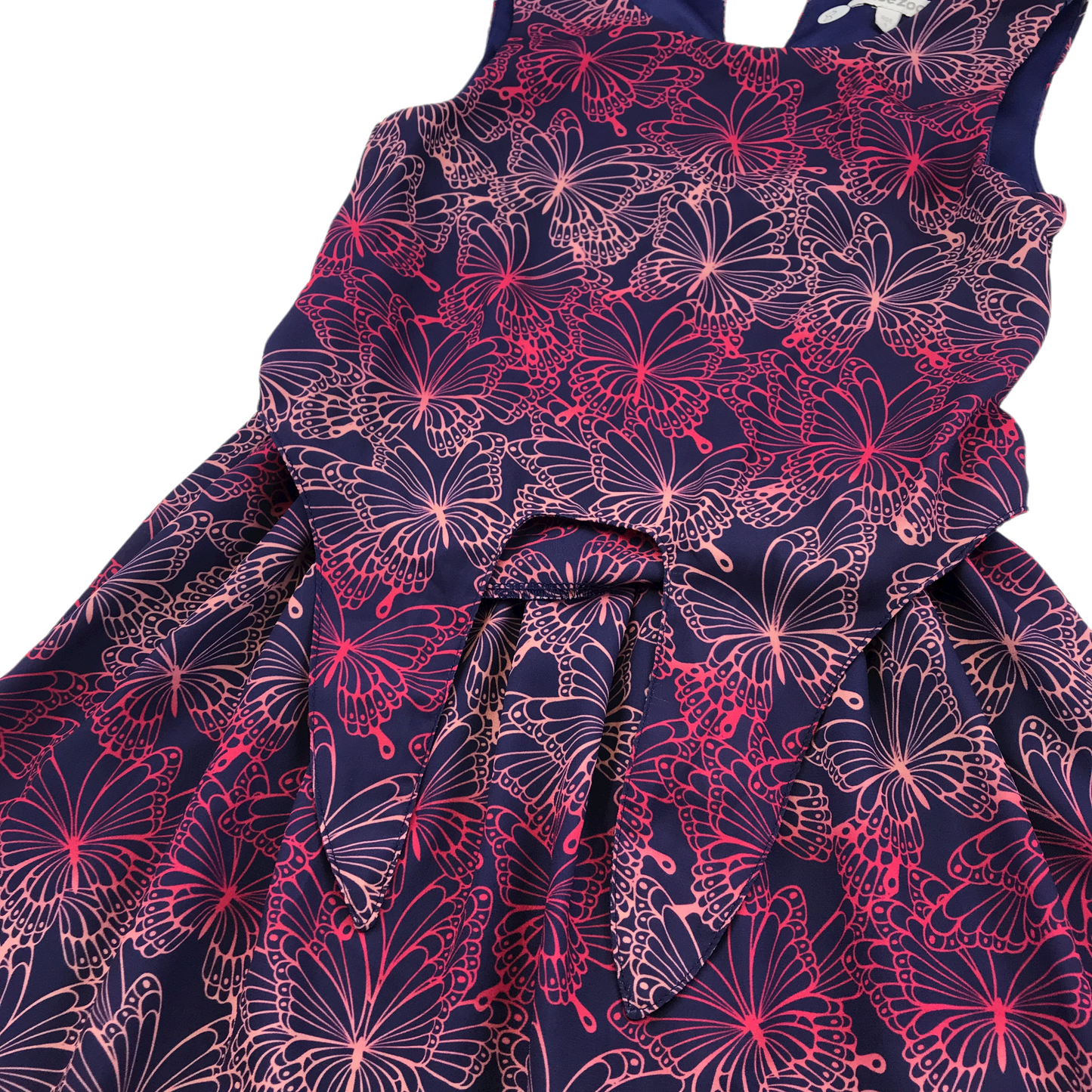 Bluezoo Navy Blue and Purple Butterfly Pattern Dress Age 8