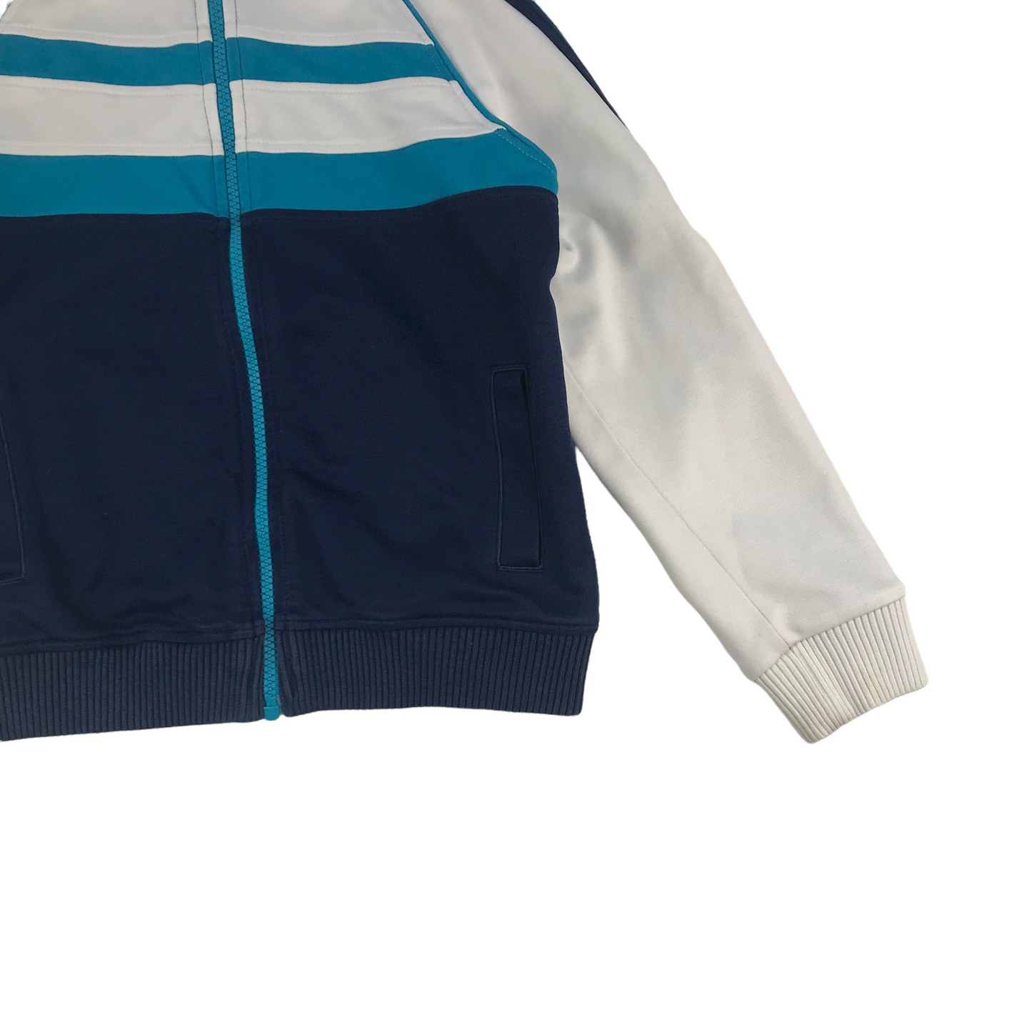 M&S White and Navy Zip Sweatshirt Age 7
