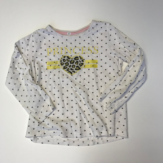 White Polka Dot Princess Long Sleeve T-shirt Age 4