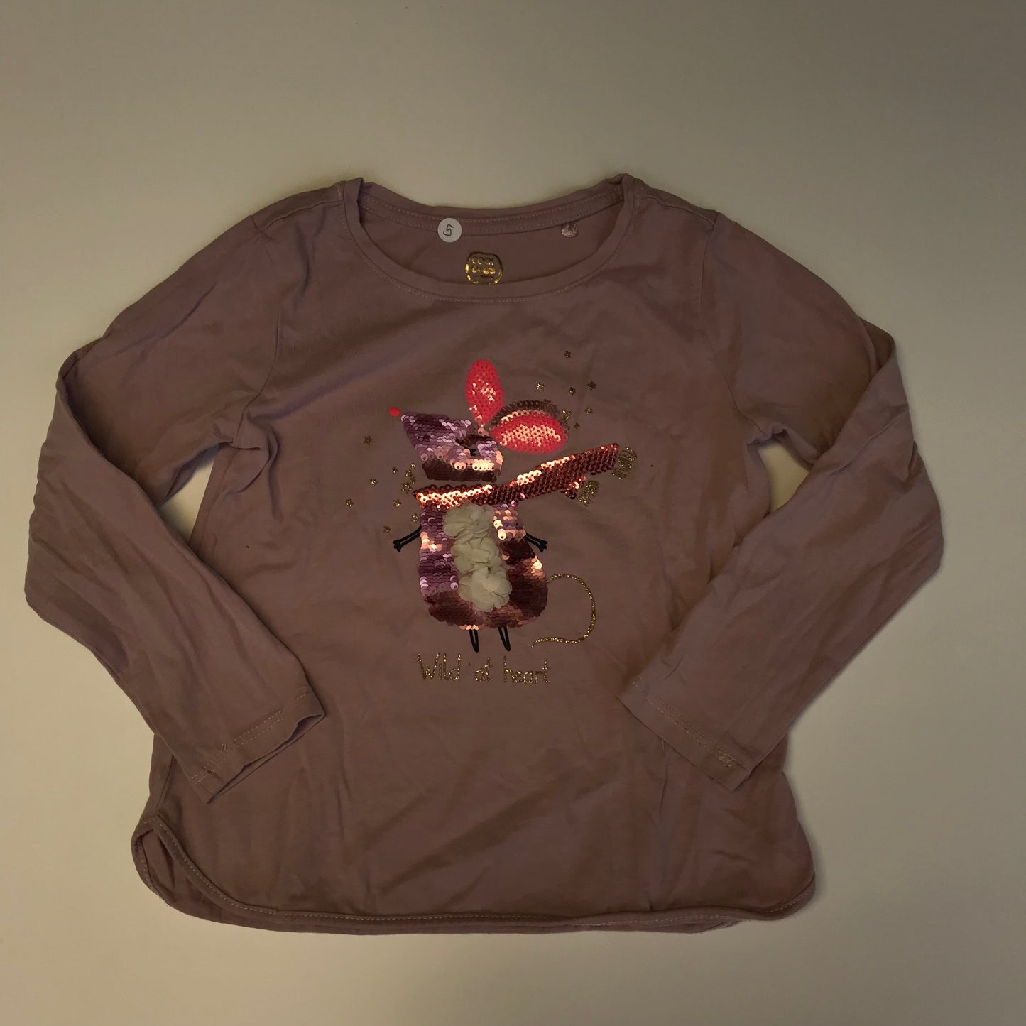Wild At Heart Sequin Mouse Long Sleeve T-Shirt Age 5