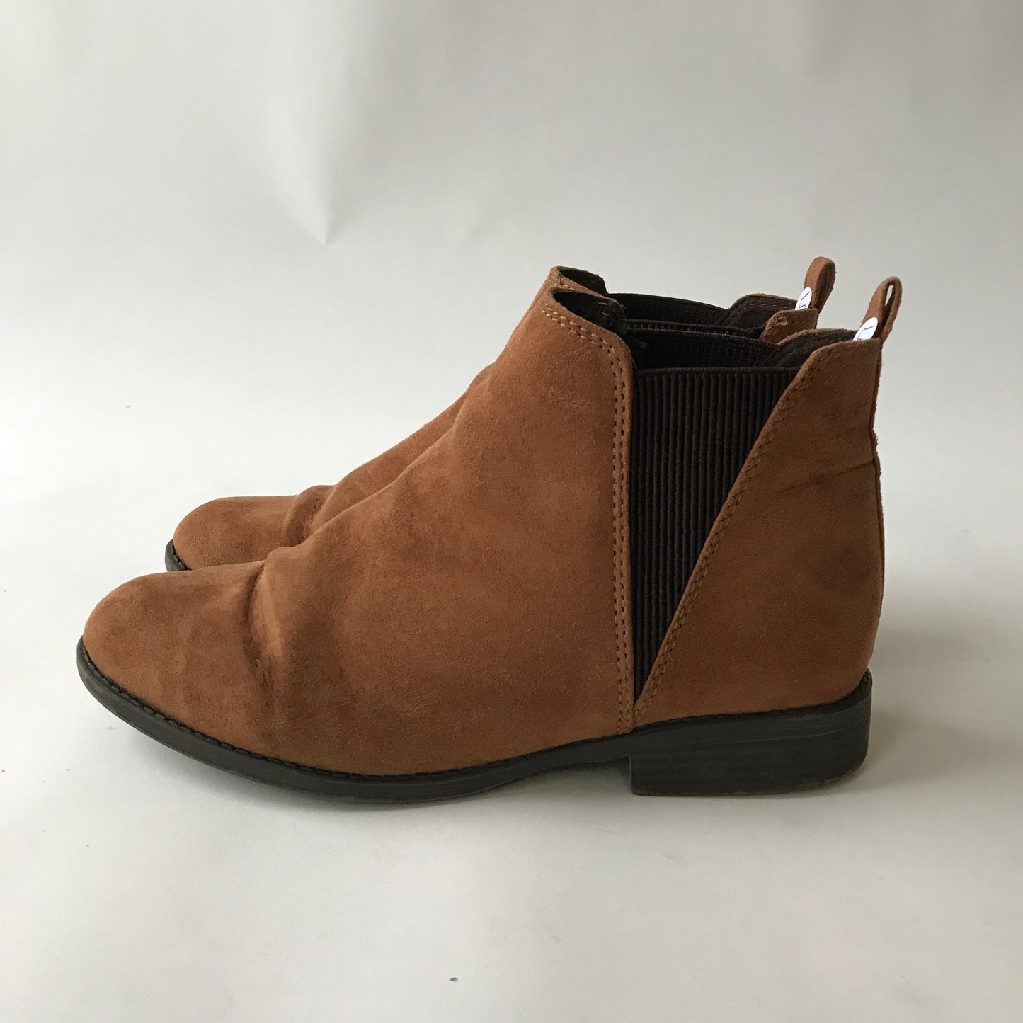 Brown Faux Leather Ankle Boots Shoe Size 5