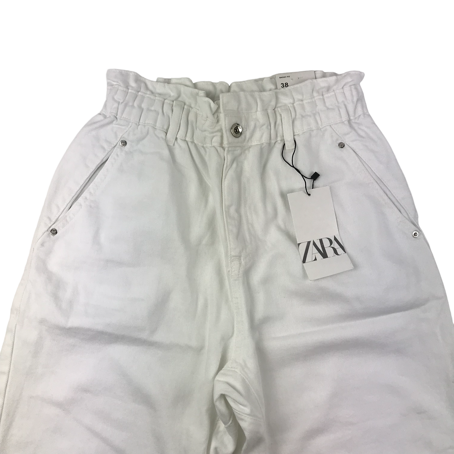 Zara White Baggy Jeans Women's EUR Size 38
