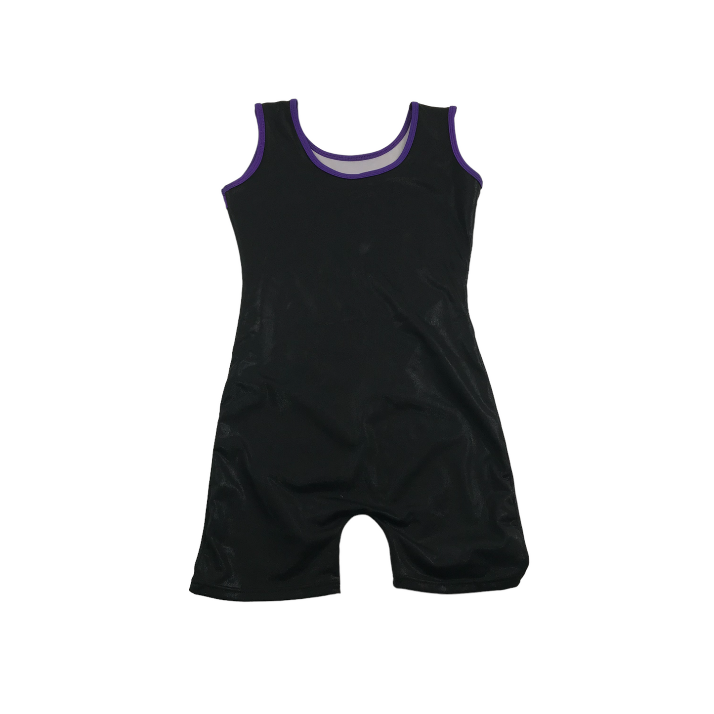 Black and Purple Short Leg Unitard Age 12-14