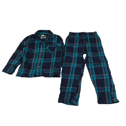 Tu Navy and Turquoise Checked Pyjama Set Age 5