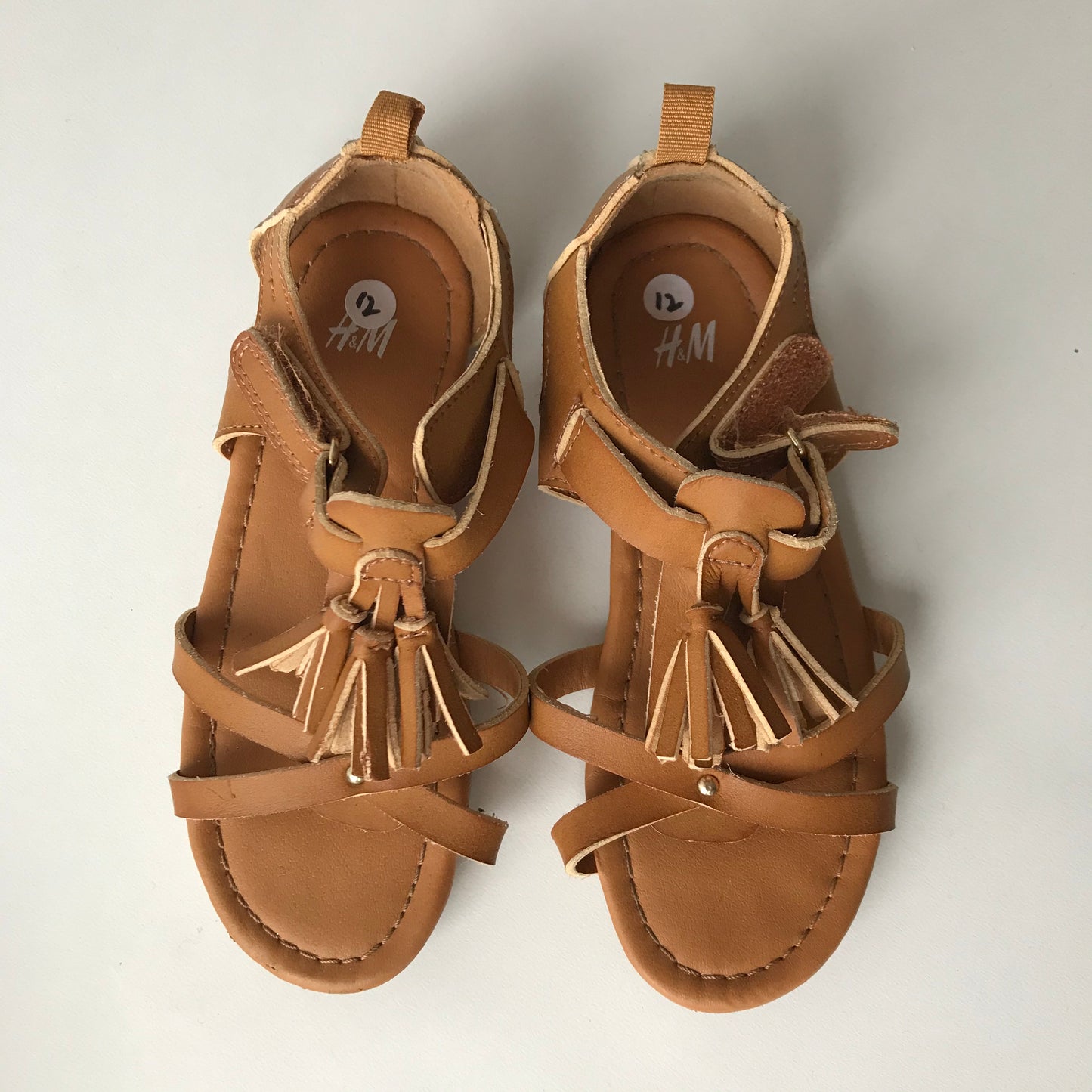 H&M Brown Leather-style tassel Sandals Shoe Size 12 (jr)