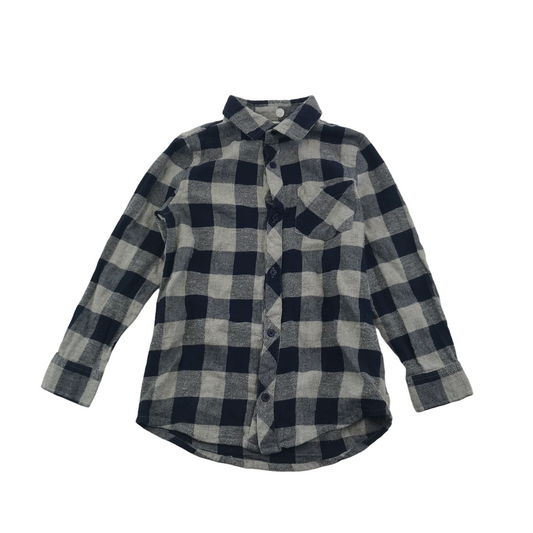 Pep & Co Grey and Blue Checked Shirt Age 6