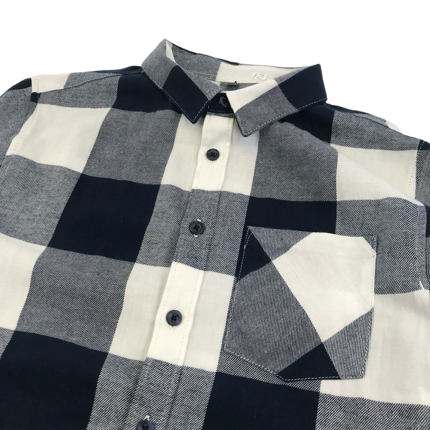 M&S Navy Checked Shirt Age 12