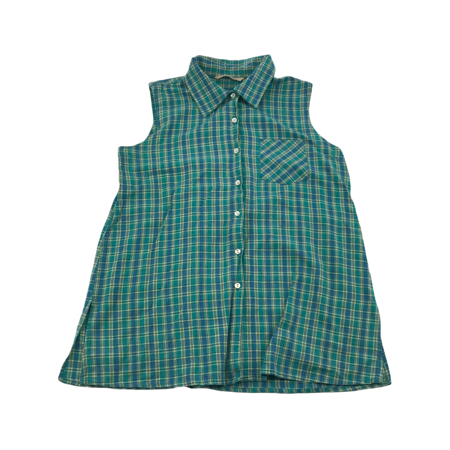 Sussan Green Sleeveless Check Shirt Women's 16