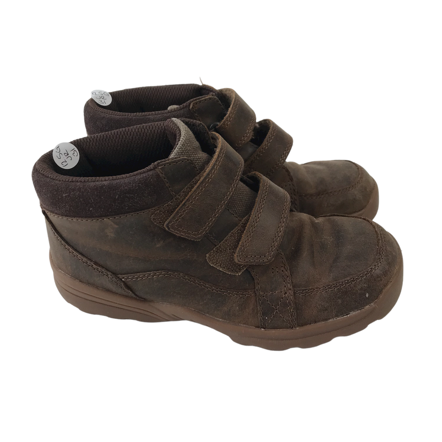 Clarks Brown Leather Boots with Straps Shoe Size 12.5G (jr)